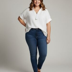 Liz Clairborne Linen V-Neck Shirt Size